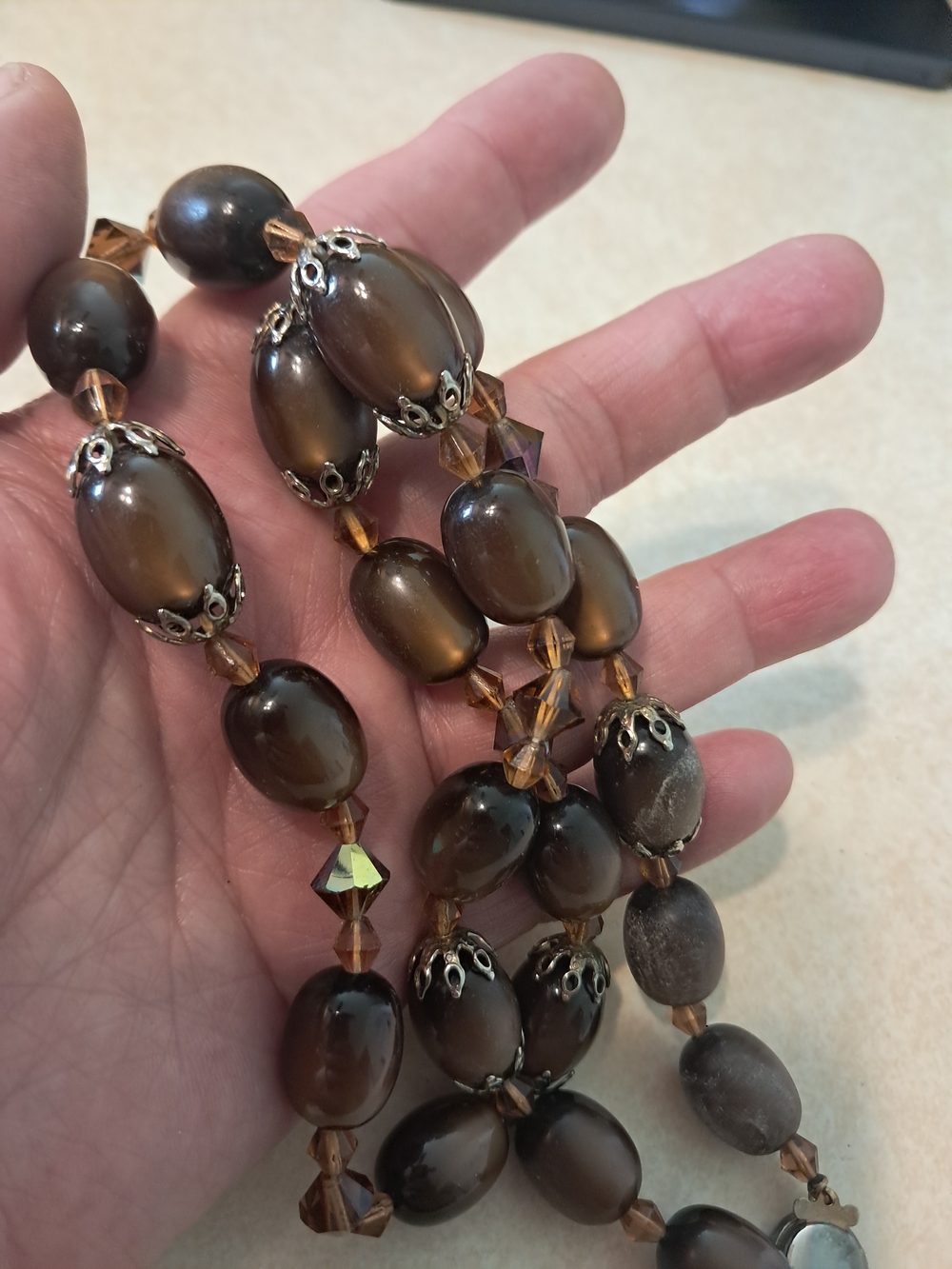 Brown Beaded Women’s Necklace - Elegant Brown Glass Beads